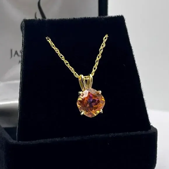 Gorgeous 2.8ct Sunset Topaz Necklace in 14k Yellow Gold - Picture 2 of 4
